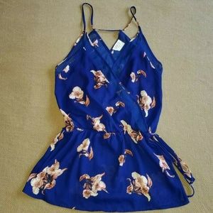 Sienna Sky Cobalt Blue Floral Top S